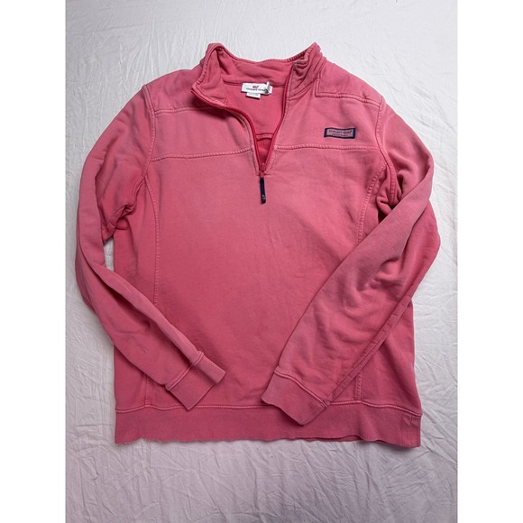 Vineyard Vines Tops - Vineyard Vines Womens Pink 1/4 Zip Cotton Pullover Sweatshirt Golf Crest Size M